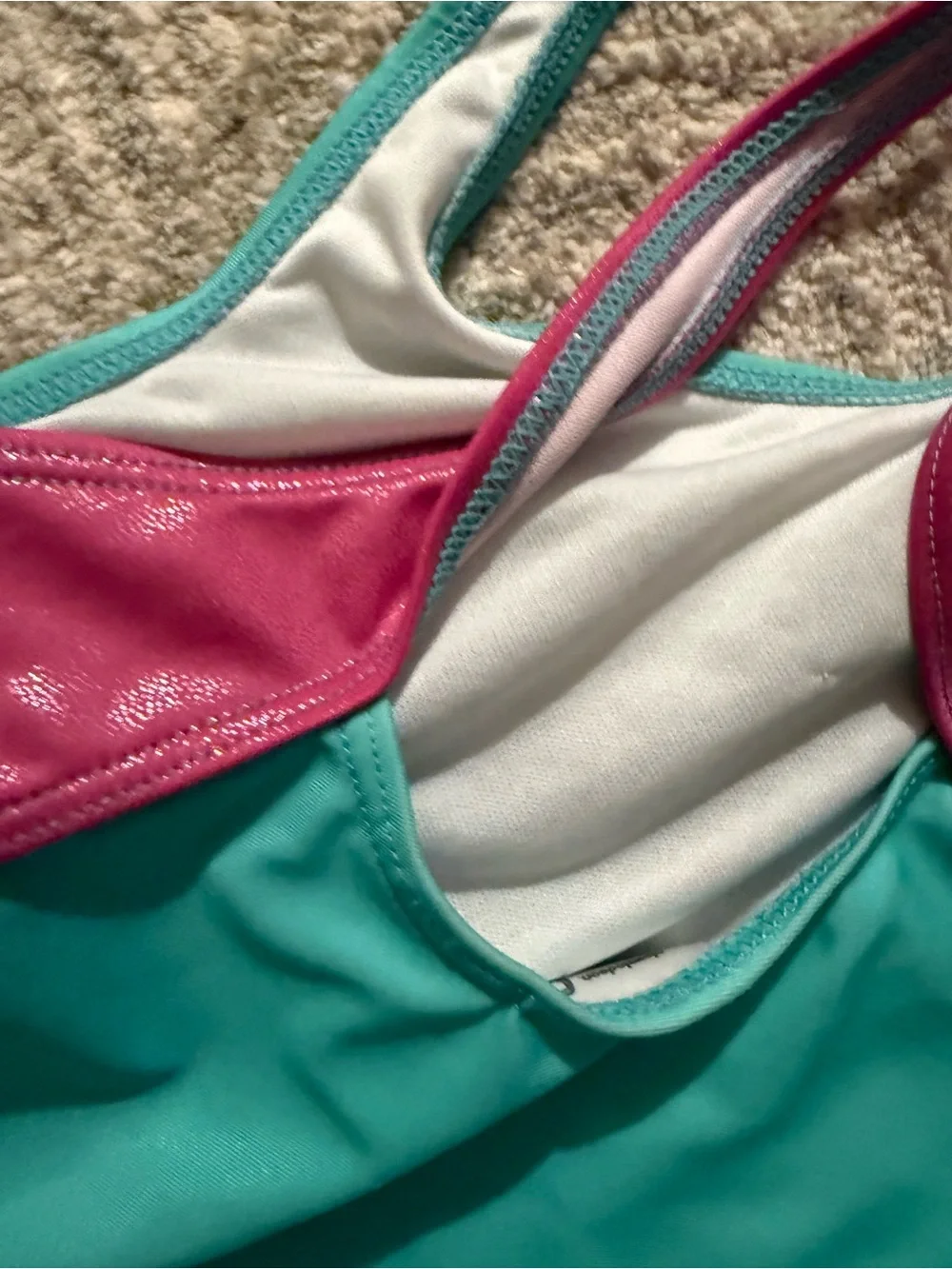 JoJo Siwa Turquoise One-Piece Swimsuit with Rainbow Graphics